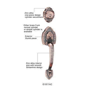 Porta de cobre do estilo europeu da porta de madeira Mortise Lockset